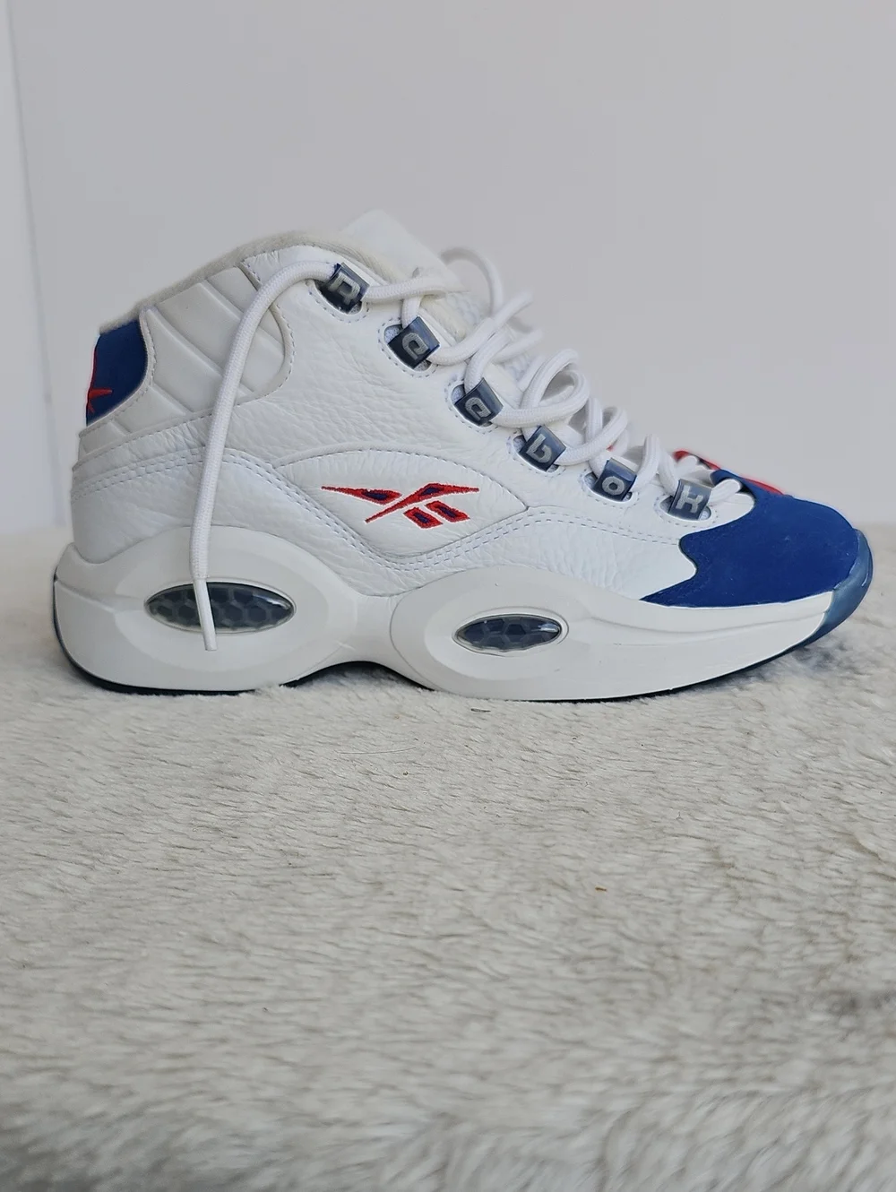 Reebok Question Mid Double Cross Sneakers Split Toe FV8122 US 5.5Y / Women 7